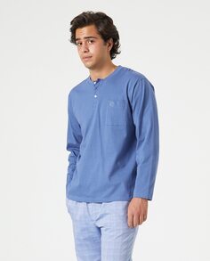 Мужская футболка с длинным рукавом и воротником-стойкой Kiff-Kiff, синий