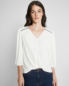 Женская блузка с рукавами-буфами и V-образным вырезом Trucco, белый