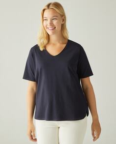 Базовая женская футболка с V-образным вырезом Couchel, темно-синий
