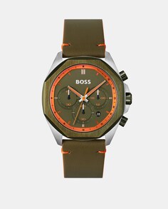 Cloud 1514018 зеленые кожаные мужские часы с хронографом Boss, зеленый