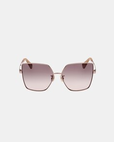 Женские солнцезащитные очки розового цвета с геометрическим узором из металла Max Mara, розовый