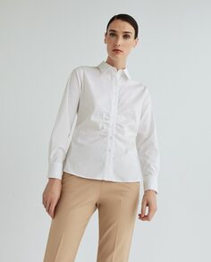 Женская однотонная блузка из поплина El Corte Inglés, белый