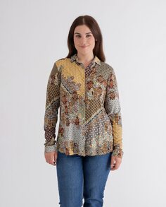 Женская блузка с длинным рукавом и принтом October, горчичный