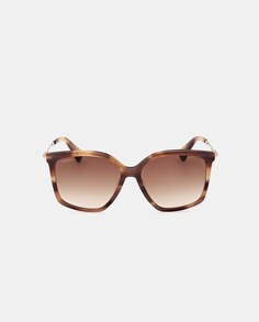 Коричневые женские солнцезащитные очки из ацетата с геометричным узором Max Mara, коричневый