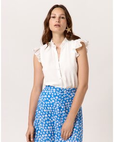 Женская блузка с короткими рукавами из ткани плюмети Naf Naf, белый