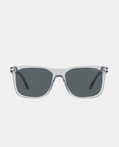 Прямоугольные мужские солнцезащитные очки из ацетата серого цвета Prada, серый