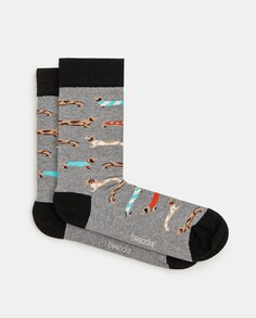 Мужские носки Besocks из 100% натурального хлопка с рисунком собаки таксы Besocks, серый