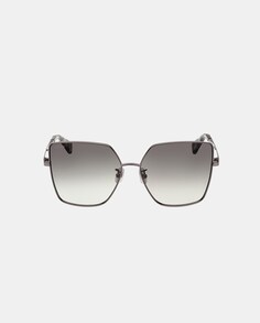 Женские солнцезащитные очки серебристого цвета с геометрическим узором из металла Max Mara, серебро