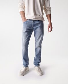Узкие мужские джинсы светло-голубого цвета Salsa Jeans, синий