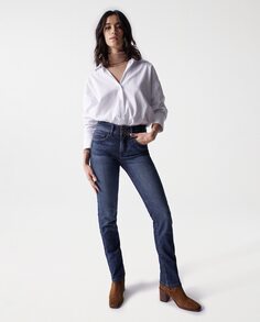 Узкие джинсы скинни с высокой посадкой и пуш-ин для женщин Women&apos;s Secret, средней потертости Salsa Jeans, синий