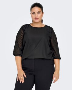 Женская блузка с французскими рукавами Only Carmakoma, черный