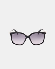 Черные женские солнцезащитные очки из ацетата с геометричным узором Max Mara, черный