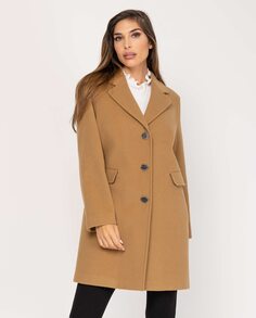 Женское тканевое пальто с лацканами и широкими плечами Fsh, коричневый