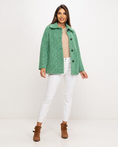 Женское пальто с большим рубашечным воротником Fsh, зеленый