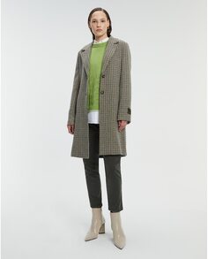 Женское тканевое пальто с клетчатым принтом на подкладке Andam, зеленый