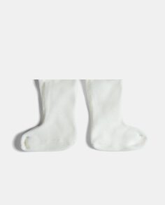 Детские носки белого цвета с удобной трикотажной складной манжетой и логотипом Hunter, белый