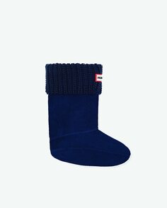 Детские носки темно-синего цвета с удобной трикотажной складной манжетой и логотипом Hunter, темно-синий