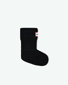 Детские носки черного цвета с удобной трикотажной складной манжетой и логотипом Hunter, черный