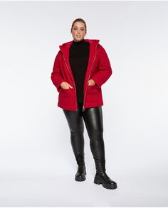 Женское тканевое пальто из ткани букле с капюшоном и молнией Fiorella Rubino, красный