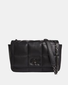 Черная мягкая сумка через плечо с клапаном Calvin Klein, черный