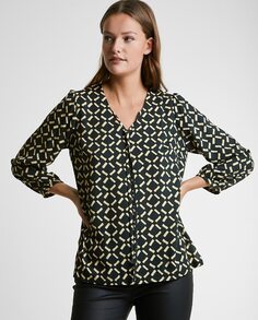 Женская блузка с французскими рукавами и геометрическим принтом Trucco, черный
