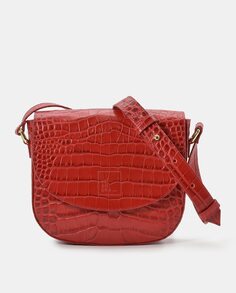 Женская кожаная сумка через плечо красного цвета с гравировкой кокосового ореха Leandra, красный