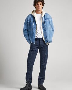 Обычные мужские брюки чинос темно-синего цвета Pepe Jeans, темно-синий