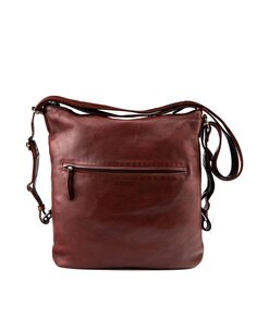 Женская сумка через плечо, трансформируемая в рюкзак, из коричневой стираной кожи Stamp, темно коричневый