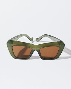 Зеленые женские солнцезащитные очки Parfois с защитой от ультрафиолета и формой кошачьих глаз Parfois, зеленый