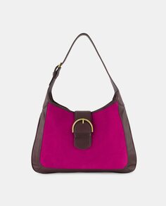 Замшевая сумка на плечо цвета фуксии с пряжкой Latouche, фиолетовый