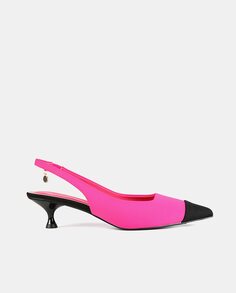Женские туфли-лодочки с открытой пяткой, контрастным мыском и каблуком-воронкой Lola Casademunt, фуксия