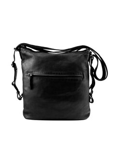 Женская сумка через плечо, трансформируемая в рюкзак, из черной стираной кожи Stamp, черный