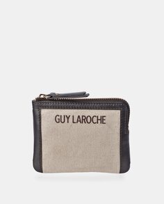 Двухцветный кошелек из парусины и кожи на молнии Guy Laroche, мультиколор