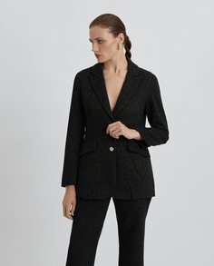 Женский пиджак с воротником с лацканами и золотыми пуговицами Simorra, черный