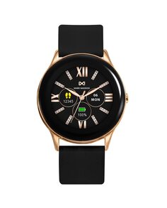 Мужские умные часы Smartnow из алюминия с IP-защитой золотого цвета и черным силиконовым ремешком Mark Maddox, черный