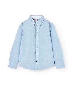 Однотонная оксфордская рубашка для мальчика Boboli, светло-синий