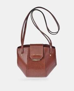 Маленькая светло-коричневая кожаная сумка через плечо с фирменной отделкой Sandra Freckled, светло-коричневый