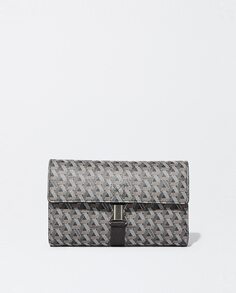 Большой женский кошелек с магнитной застежкой и серыми принтами Parfois, серый