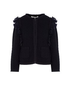 Черный твидовый женский пиджак с бахромой The Extreme Collection, черный