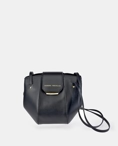 Маленькая черная кожаная сумка через плечо с брендовыми деталями Sandra Freckled, черный