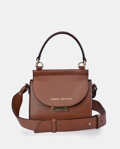 Мини-сумка через плечо из светло-коричневой кожи с фирменными деталями Sandra Freckled, светло-коричневый