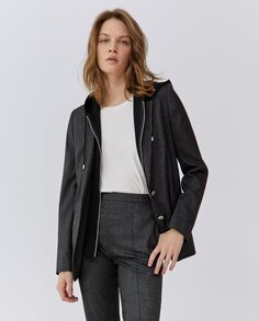 Женский пиджак с микропринтом и пуговицами IKKS, черный