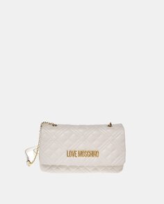 Маленькая стеганая сумка через плечо белого цвета с аппликацией Love Moschino Love Moschino, белый