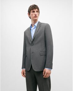 Однотонный мужской пиджак с двумя пуговицами серого меланжевого цвета Adolfo Dominguez, серый