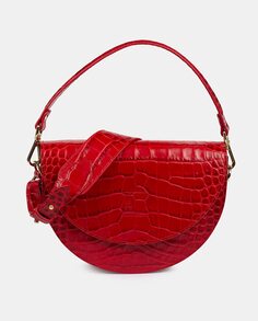 Красная женская кожаная сумка через плечо с гравировкой кокосового ореха Leandra, красный