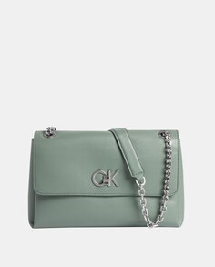Зеленая сумка через плечо с дополнительной ручкой-цепочкой Calvin Klein, зеленый