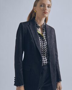 Женский пиджак с боковыми карманами и анималистичным принтом Lola Casademunt, черный