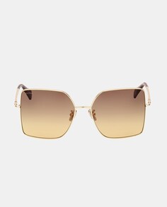 Женские солнцезащитные очки-бабочки из золотистого металла Max Mara, золотой