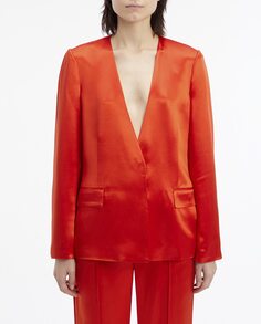 Женский атласный пиджак без лацканов Calvin Klein, красный