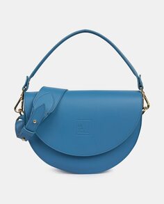 Женская седельная кожаная сумка через плечо синего цвета Leandra, светло-синий